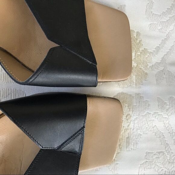 Lea Foscati Black Leather Sandals Heels SZ 38 - Picture 5 of 6